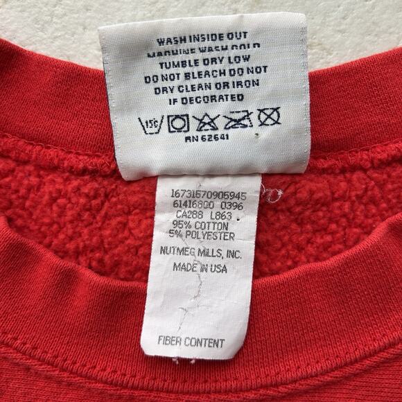Vintage Chicago Bulls Sweatshirt Lee Nutmeg Mills Embroidered Red Large USA 90s - Picture 10 of 16